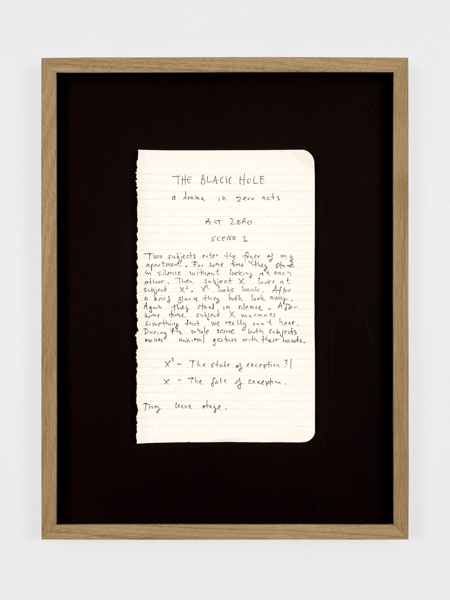 Art text work The Black Hole (play) by Tarje Eikanger Gullaksen